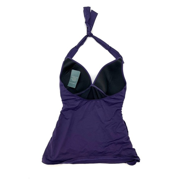 LAUREN Ralph Lauren Purple Eggplant Slimming Halter Tankini Swim Top NEW - Picture 3 of 4